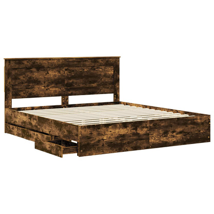 vidaXL Bettrahmen Geräucherte Eiche 180 x 200 cm Ingenieurs Holz