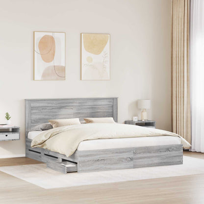vidaXL Bettrahmen Graues Sonoma 180 x 200 cm Ingenieurs Holz