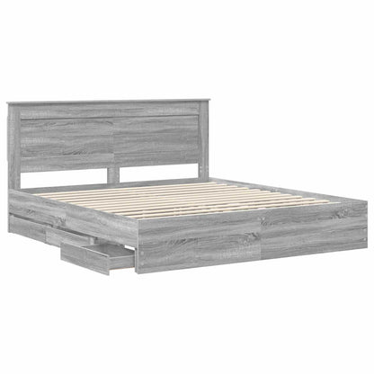 vidaXL Bettrahmen Graues Sonoma 180 x 200 cm Ingenieurs Holz