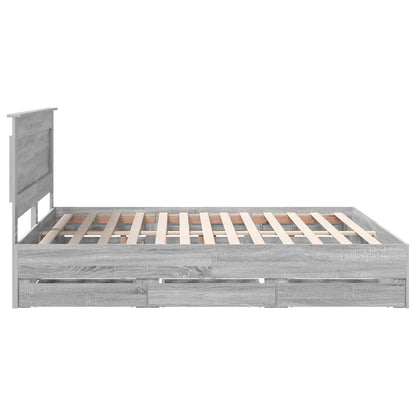 vidaXL Bettrahmen Graues Sonoma 180 x 200 cm Ingenieurs Holz
