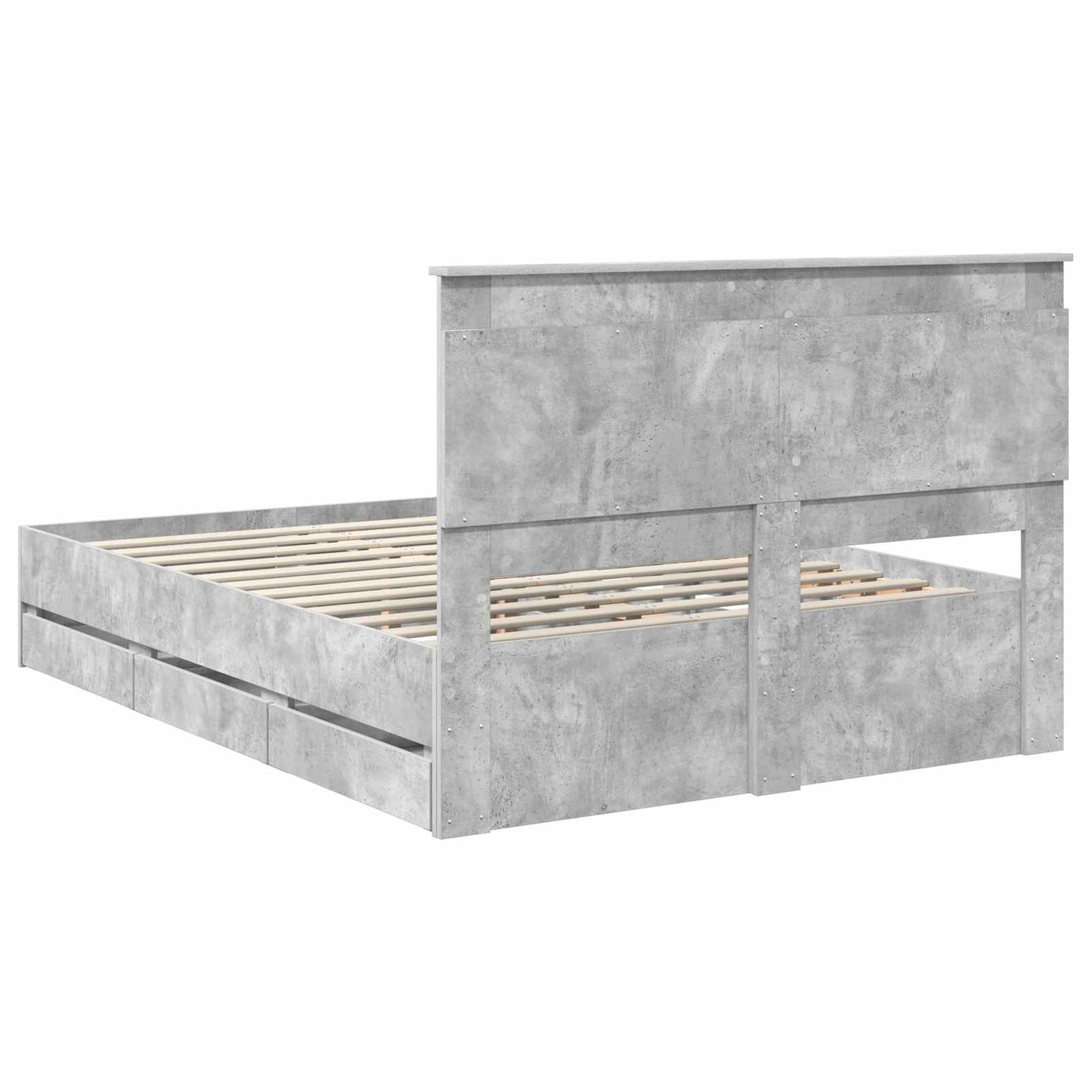 vidaXL Bettrahmen mit Kopfteil Beton Grau 160 x 200 cm Ingenieurs Holz
