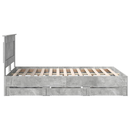 vidaXL Bettrahmen mit Kopfteil Beton Grau 160 x 200 cm Ingenieurs Holz