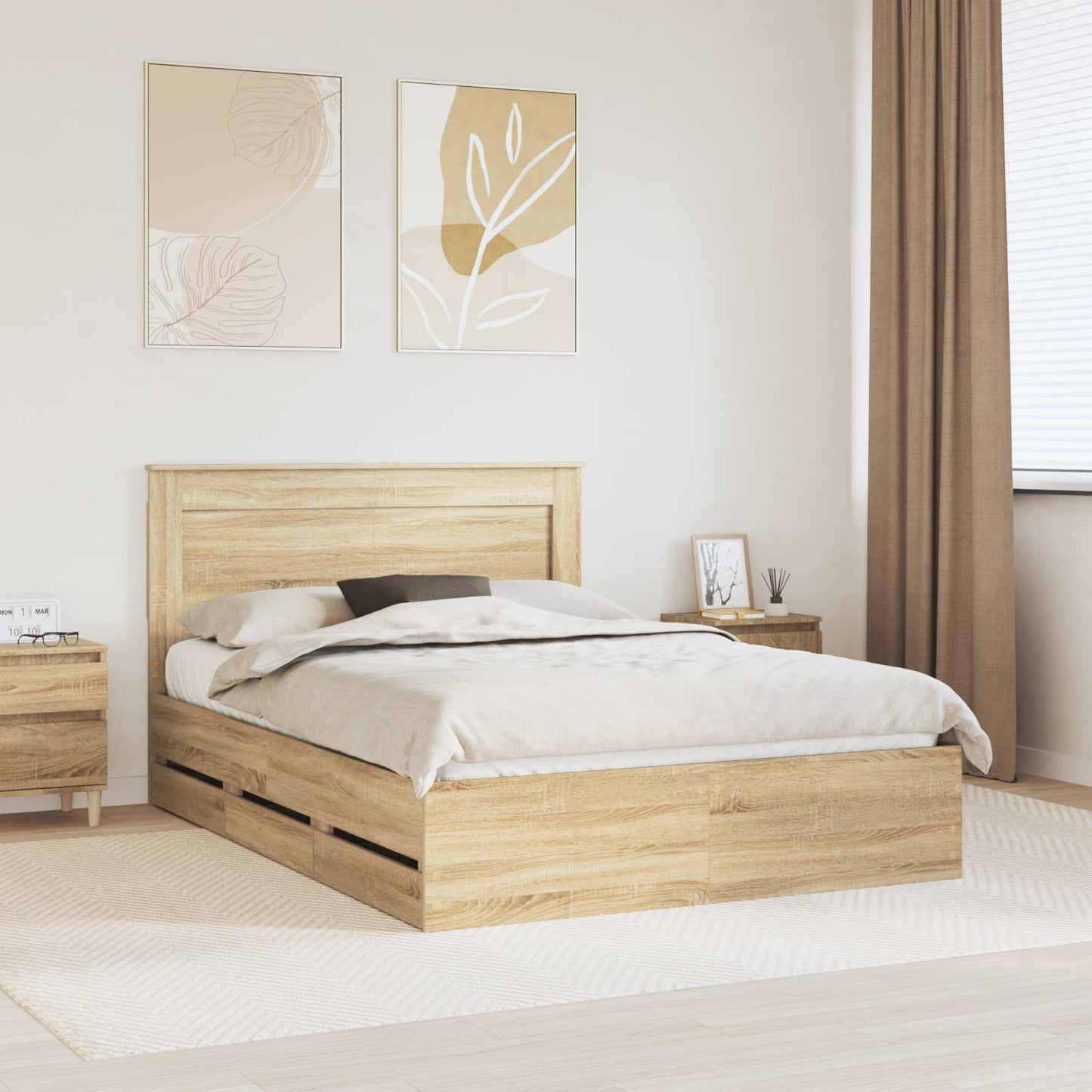 vidaXL Bettrahmen Sonoma-Eiche 150 x 200 cm Ingenieurs Holz