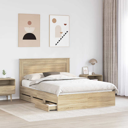vidaXL Bettrahmen Sonoma-Eiche 150 x 200 cm Ingenieurs Holz