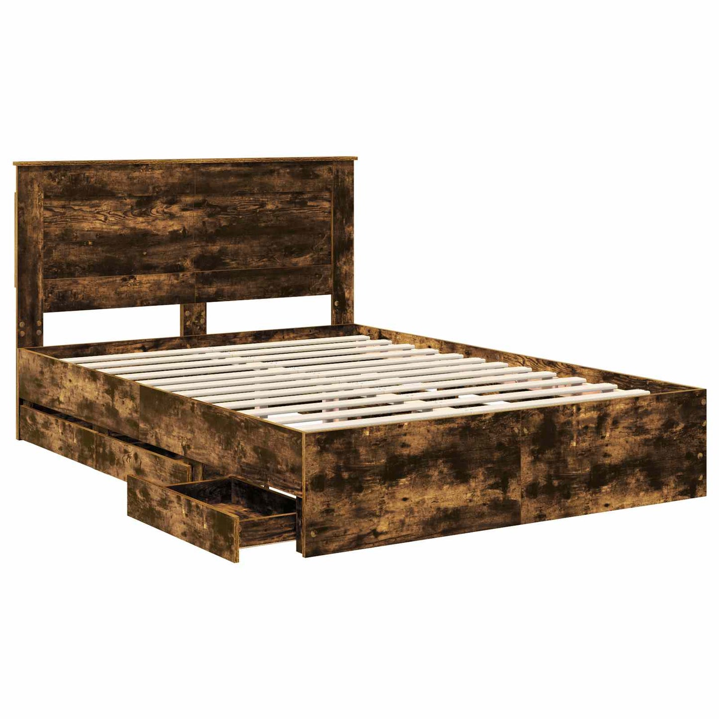 vidaXL Bettrahmen Geräucherte Eiche 150 x 200 cm Ingenieurs Holz