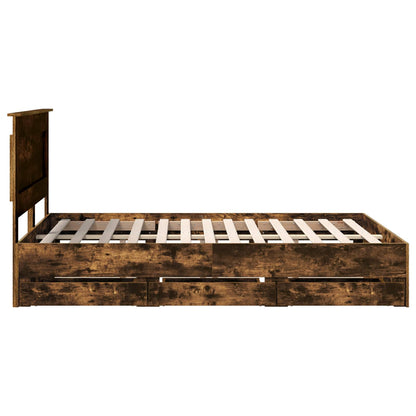 vidaXL Bettrahmen Geräucherte Eiche 150 x 200 cm Ingenieurs Holz