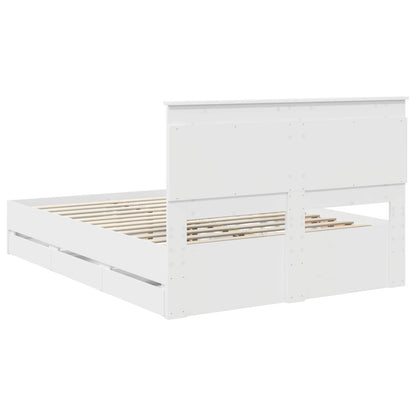 Bettrahmen mit Schubladen Weiß 140 x 190 cm Ingenieurs Holz