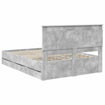 vidaXL Bettrahmen mit Kopfteil Beton Grau 140 x 190 cm Ingenieurs Holz