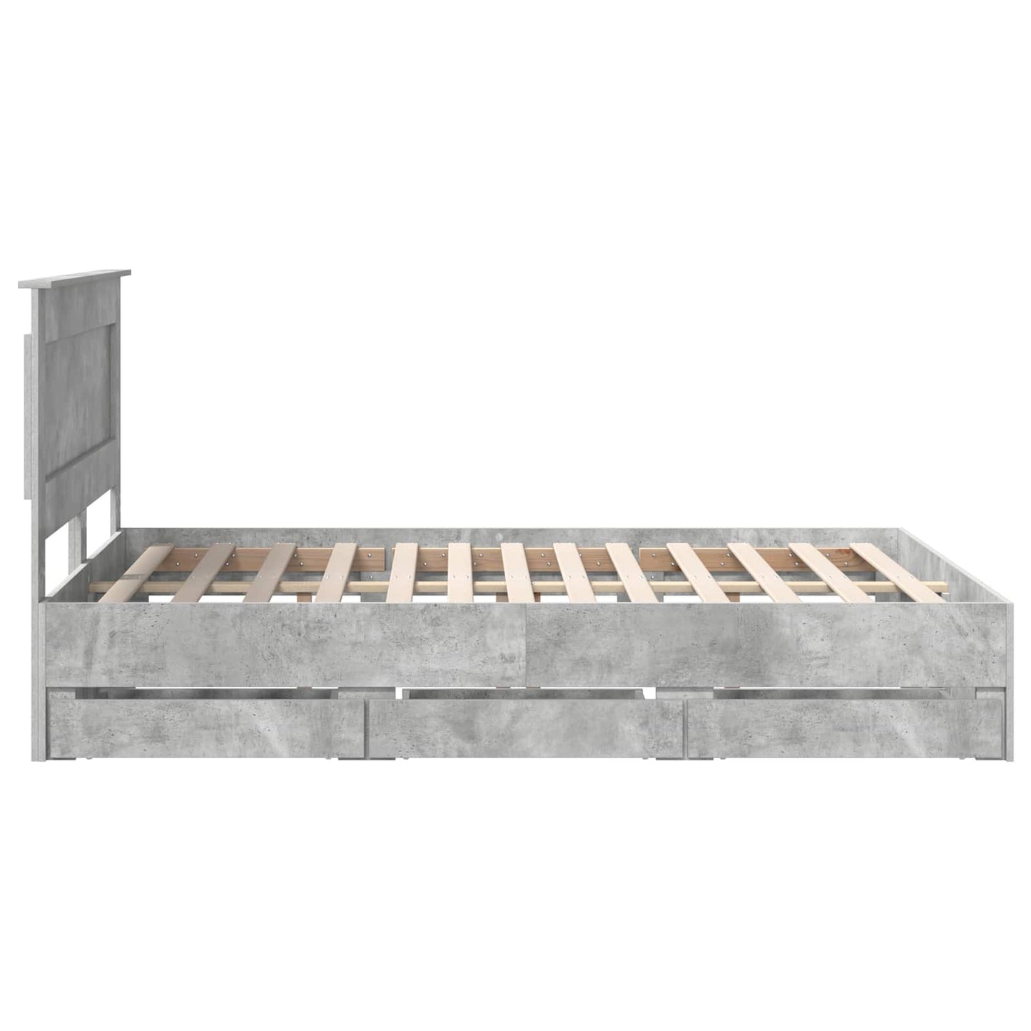 vidaXL Bettrahmen mit Kopfteil Beton Grau 140 x 190 cm Ingenieurs Holz