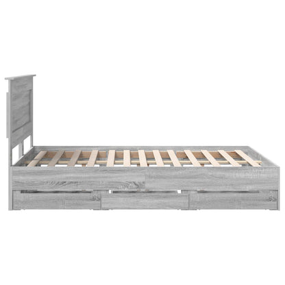 vidaXL Bettrahmen Graues Sonoma 140 x 190 cm Ingenieurs Holz