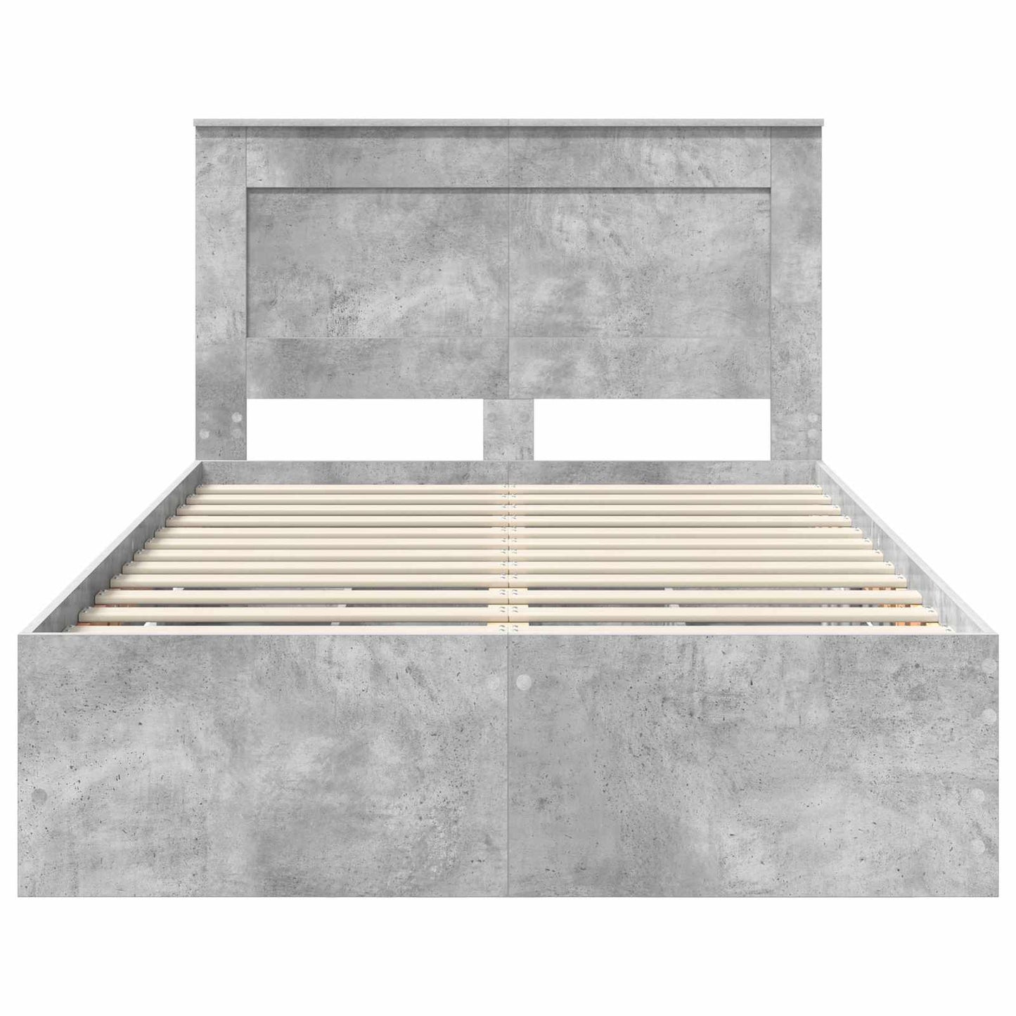 vidaXL Bettrahmen mit Kopfteil Beton Grau 135 x 190 cm Ingenieurs Holz