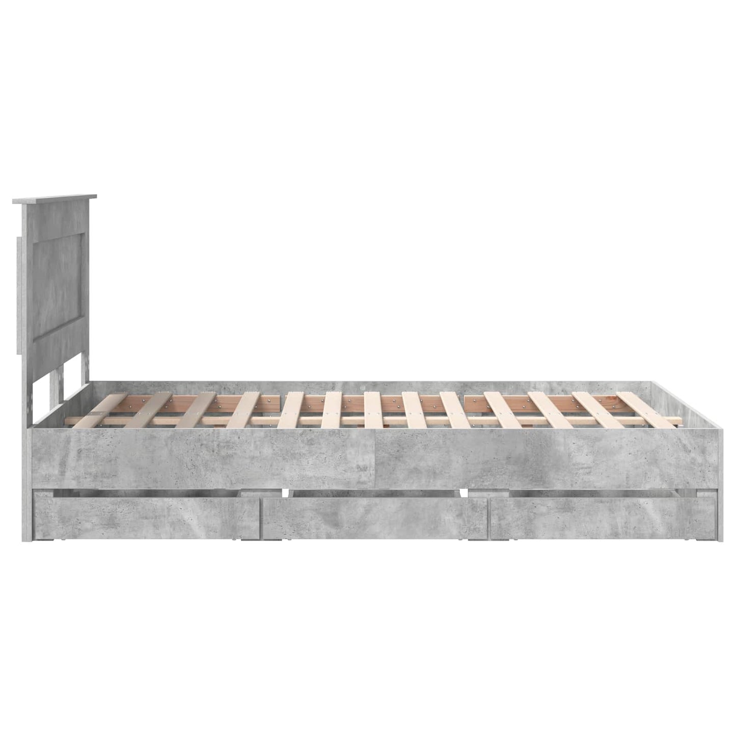 vidaXL Bettrahmen mit Kopfteil Beton Grau 135 x 190 cm Ingenieurs Holz