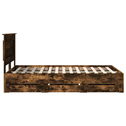 vidaXL Bettrahmen Geräucherte Eiche 135 x 190 cm Ingenieurs Holz