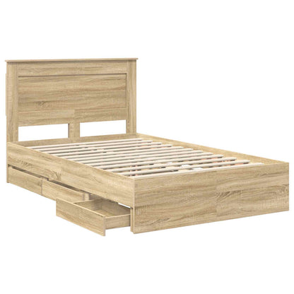 vidaXL Bettrahmen Sonoma-Eiche 120 x 190 cm Ingenieurs Holz