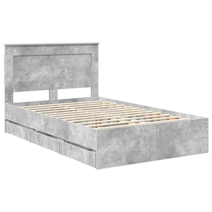 vidaXL Bettrahmen mit Kopfteil Beton Grau 120 x 190 cm Ingenieurs Holz