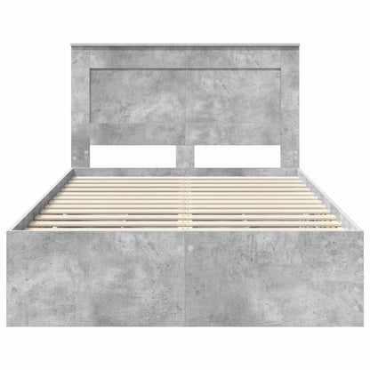 vidaXL Bettrahmen mit Kopfteil Beton Grau 120 x 190 cm Ingenieurs Holz