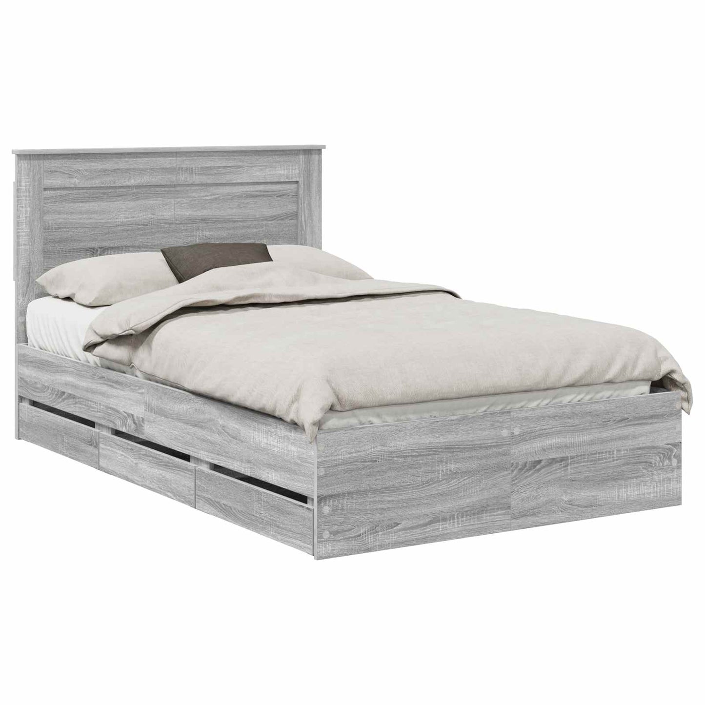 vidaXL Bettrahmen Graues Sonoma 120 x 190 cm Ingenieurs Holz
