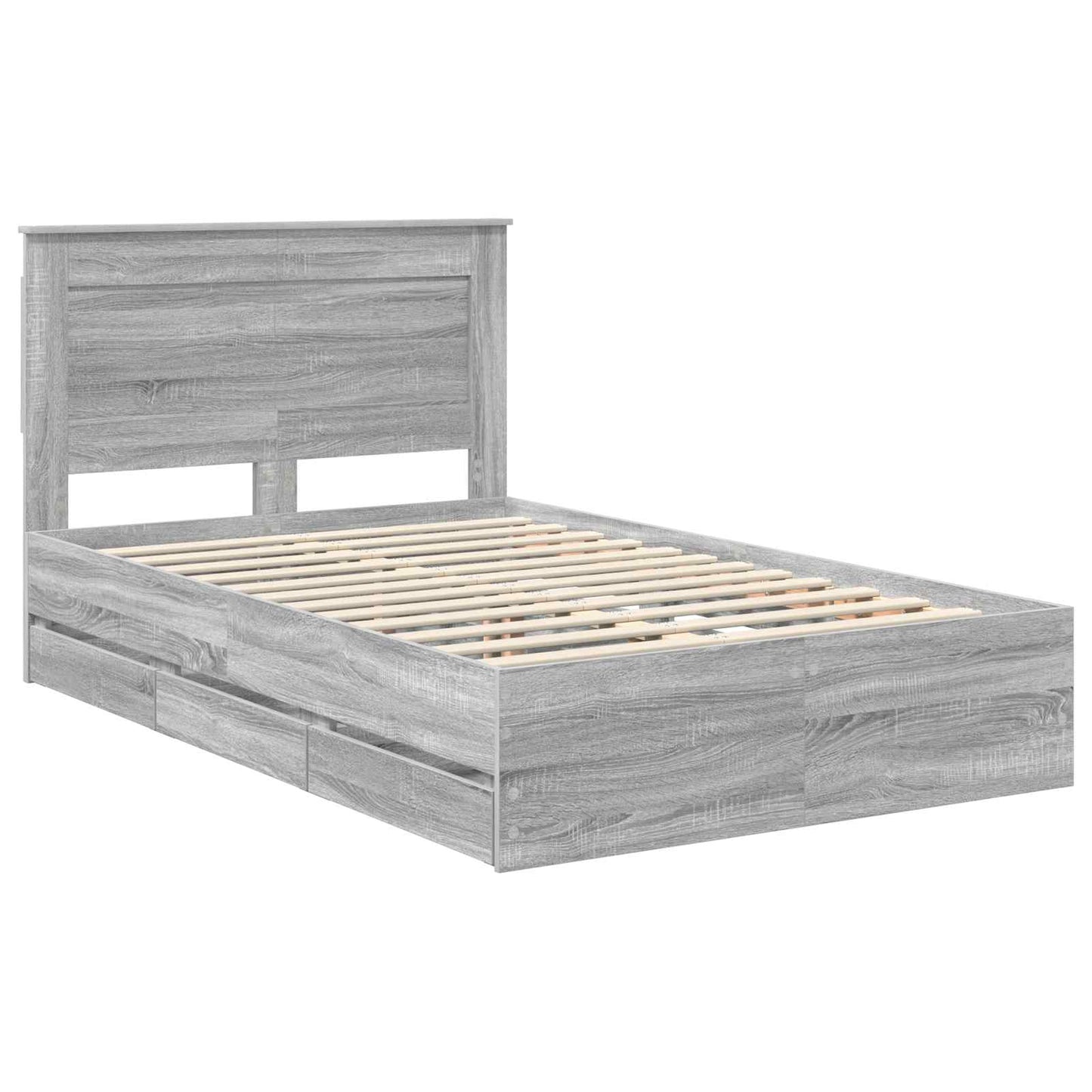 vidaXL Bettrahmen Graues Sonoma 120 x 190 cm Ingenieurs Holz