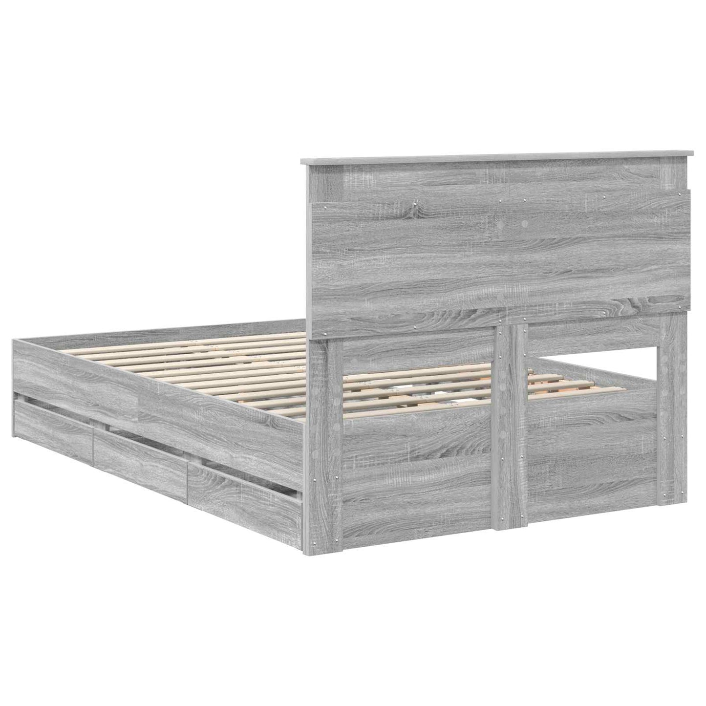 vidaXL Bettrahmen Graues Sonoma 120 x 190 cm Ingenieurs Holz