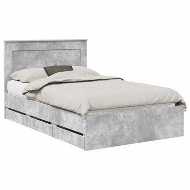 vidaXL Bettrahmen mit Kopfteil Beton Grau 120 x 200 cm Ingenieurs Holz