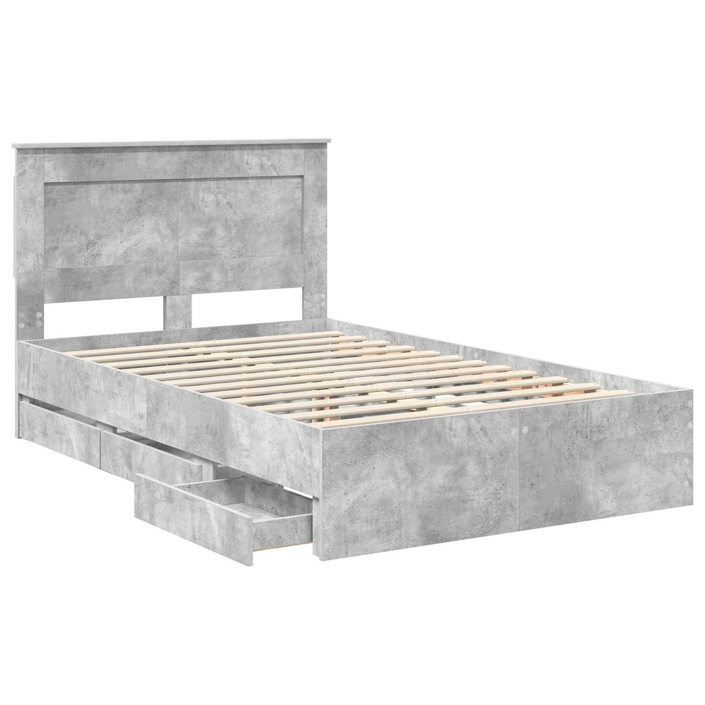 vidaXL Bettrahmen mit Kopfteil Beton Grau 120 x 200 cm Ingenieurs Holz