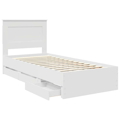 vidaXL Bettrahmen mit Schubladen Weiß 100 x 200 cm Ingenieurs Holz