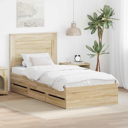 vidaXL Bettrahmen Sonoma-Eiche 100 x 200 cm Ingenieurs Holz