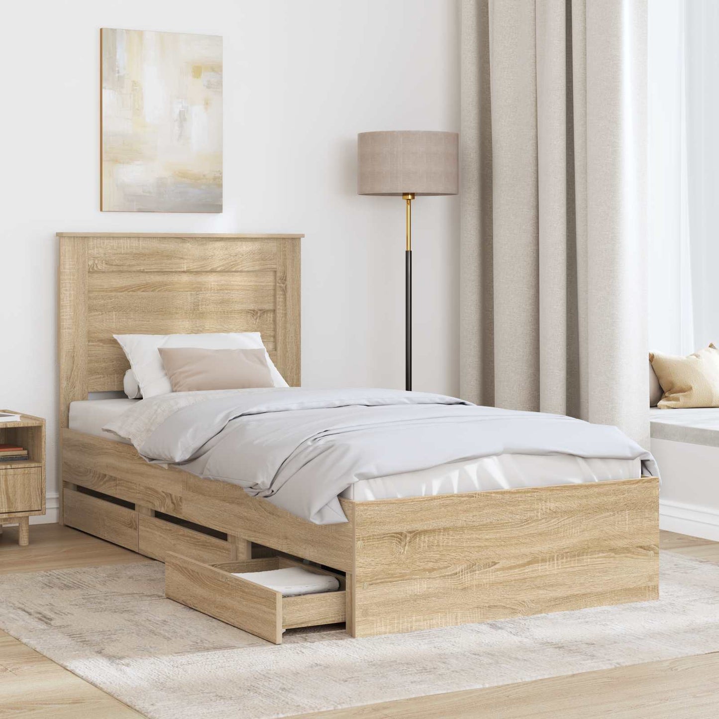 vidaXL Bettrahmen Sonoma-Eiche 100 x 200 cm Ingenieurs Holz