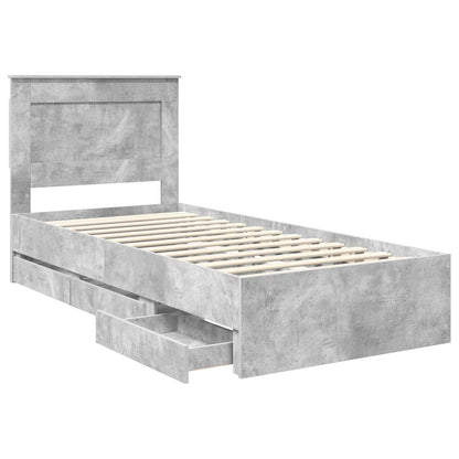 vidaXL Bettrahmen mit Kopfteil Beton Grau 100 x 200 cm Ingenieurs Holz