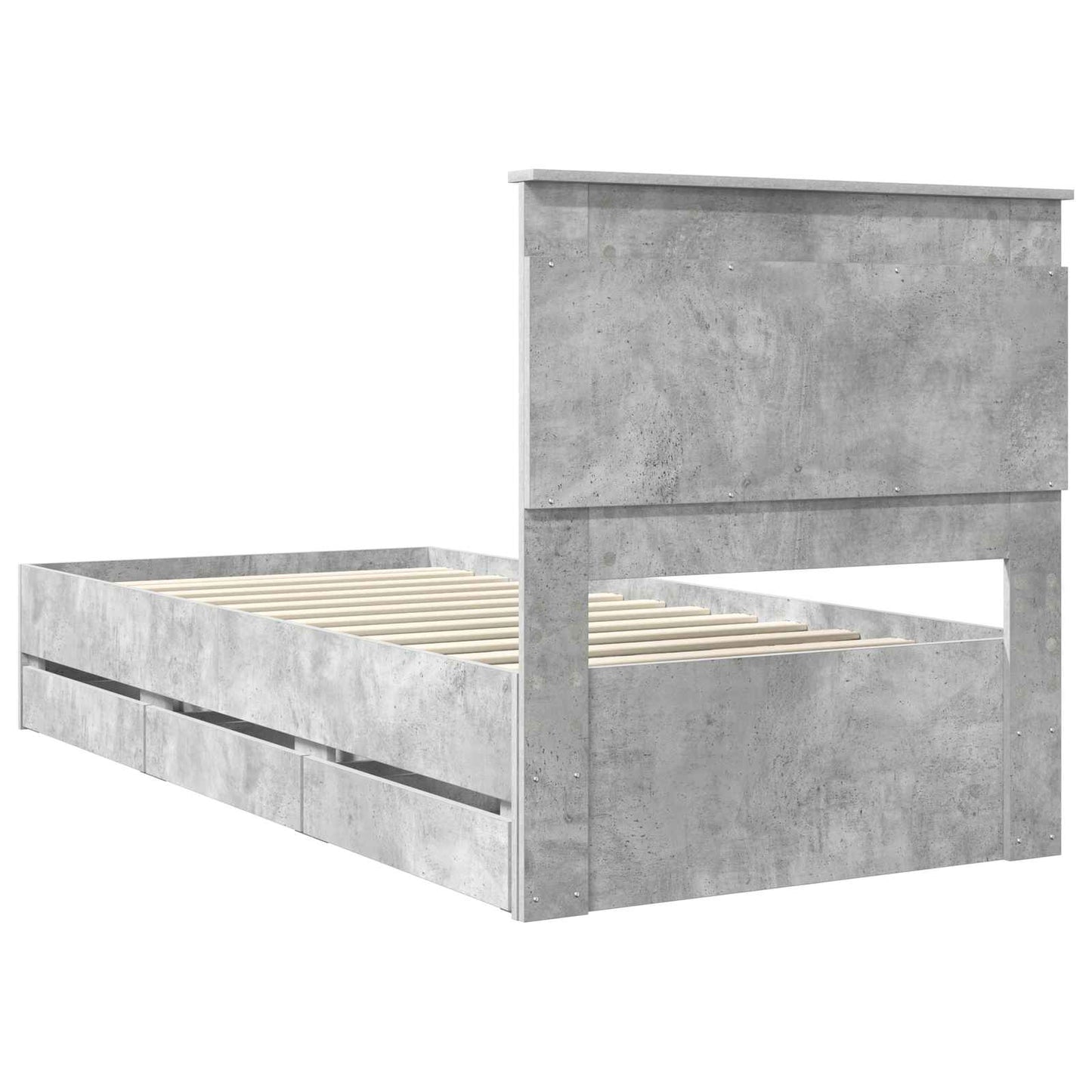vidaXL Bettrahmen mit Kopfteil Beton Grau 100 x 200 cm Ingenieurs Holz