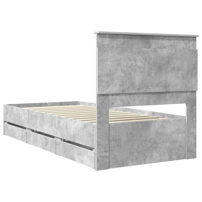 vidaXL Bettrahmen mit Kopfteil Beton Grau 100 x 200 cm Ingenieurs Holz