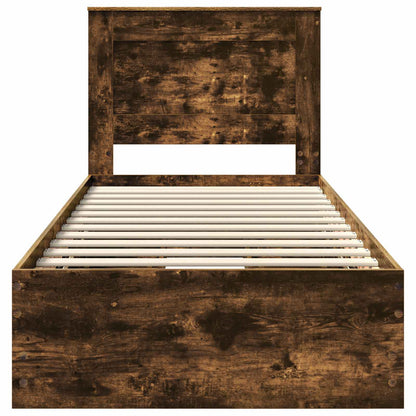 vidaXL Cadre de lit Chêne fumé 100 x 200 cm Bois d'ingénierie