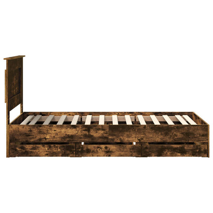 vidaXL Cadre de lit Chêne fumé 100 x 200 cm Bois d'ingénierie