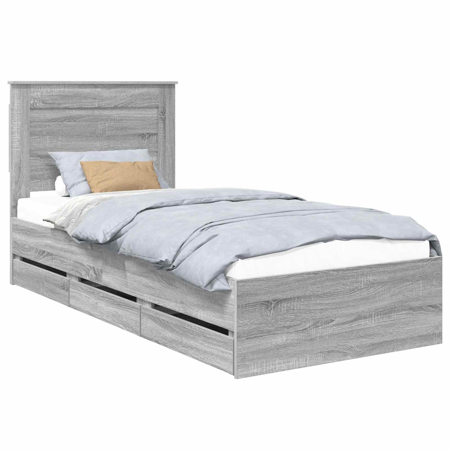 vidaXL Bettrahmen Graues Sonoma 100 x 200 cm Ingenieurs Holz