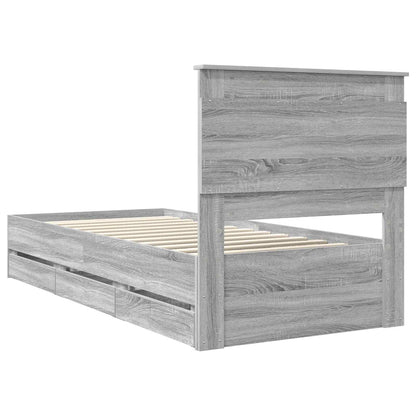 vidaXL Bettrahmen Graues Sonoma 100 x 200 cm Ingenieurs Holz