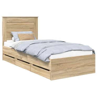 vidaXL Bettrahmen Sonoma-Eiche 90 x 190 cm Ingenieurs Holz