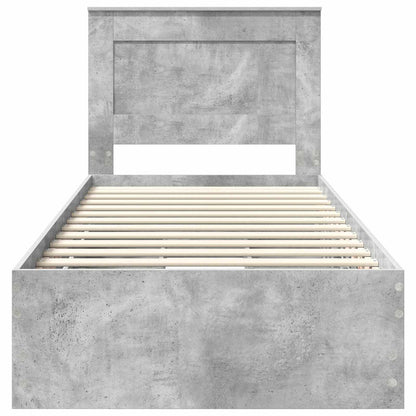 vidaXL Bettrahmen mit Kopfteil Beton Grau 90 x 190 cm Ingenieurs Holz