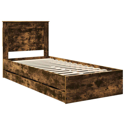 vidaXL Bettrahmen Geräucherte Eiche 90 x 190 cm Ingenieurs Holz