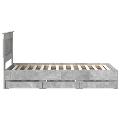 vidaXL Bettrahmen mit Kopfteil Beton Grau 90 x 200 cm Ingenieurs Holz