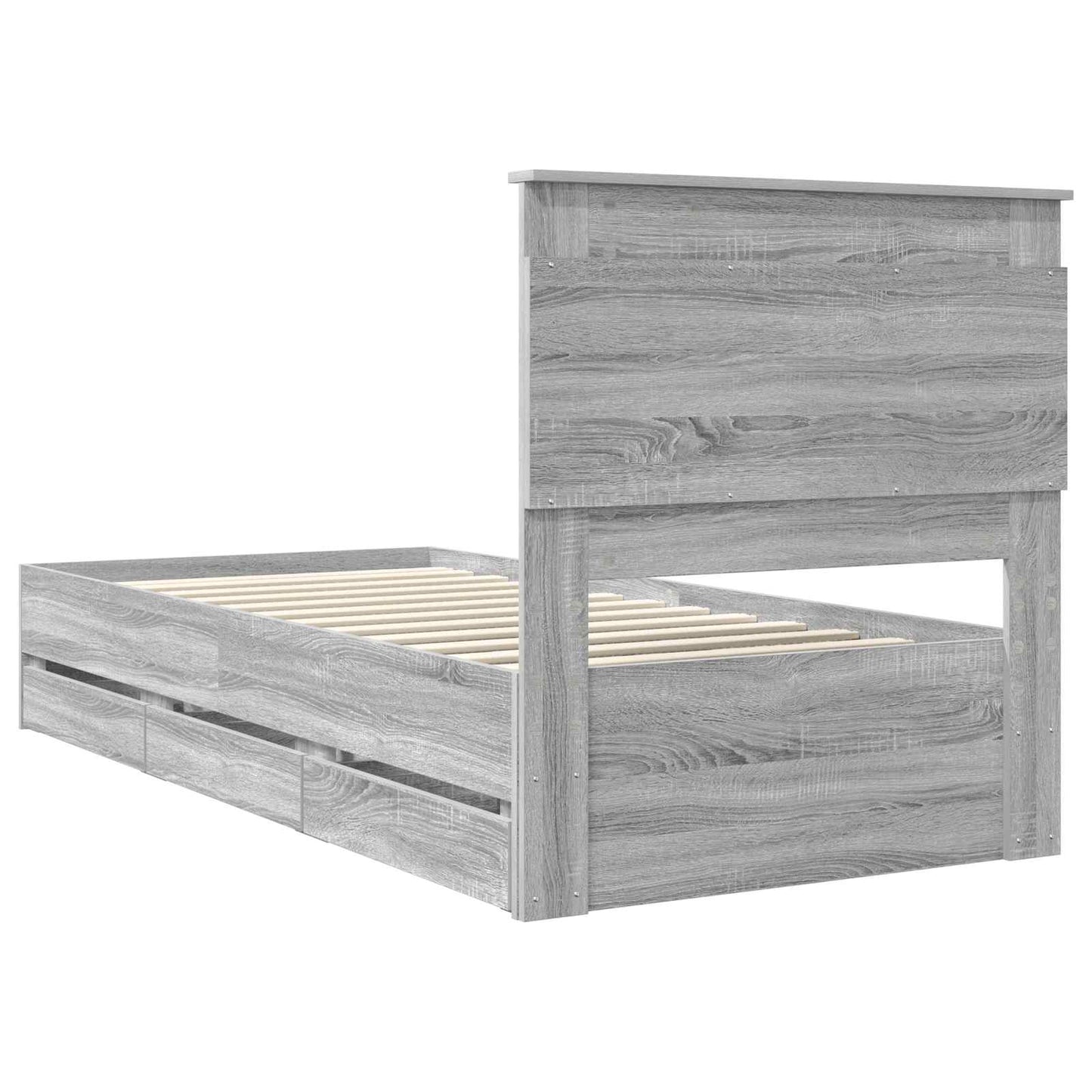 vidaXL Bettrahmen Graues Sonoma 90 x 200 cm Ingenieurs Holz