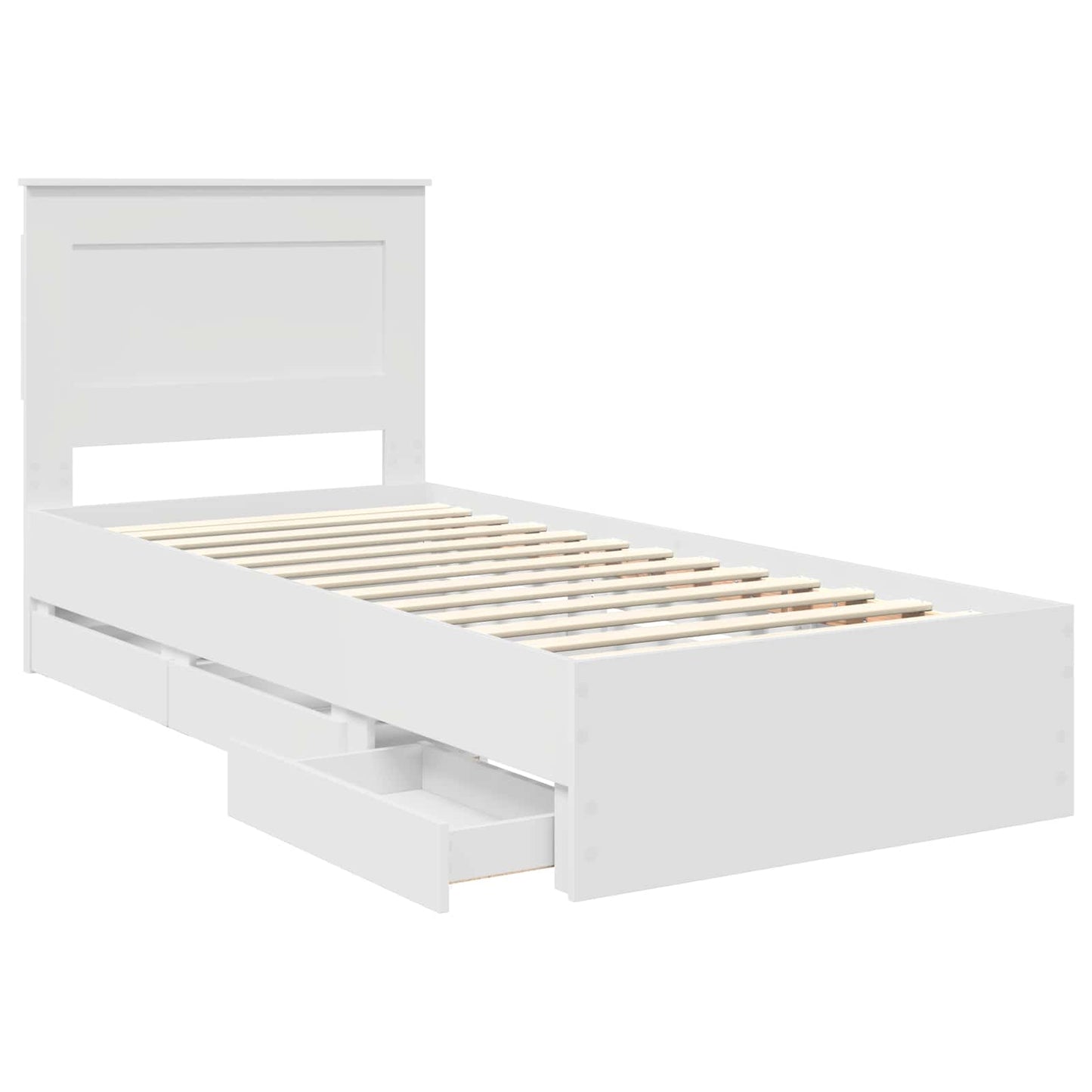 vidaXL Bettrahmen mit Schubladen Weiß 75 x 190 cm Ingenieurs Holz