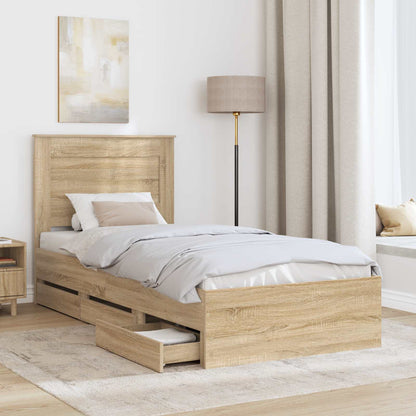 vidaXL Bettrahmen Sonoma-Eiche 75 x 190 cm Ingenieurs Holz