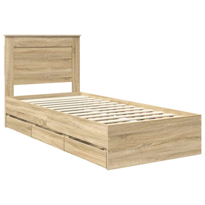 vidaXL Bettrahmen Sonoma-Eiche 75 x 190 cm Ingenieurs Holz