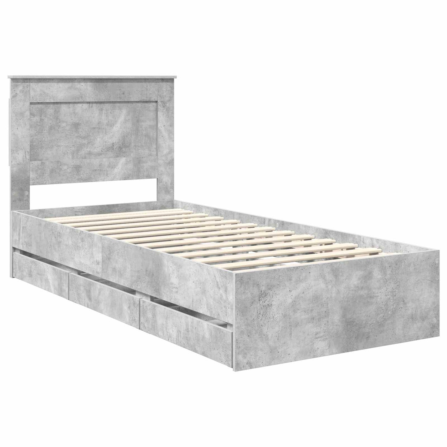 vidaXL Bettrahmen mit Kopfteil Beton Grau 75 x 190 cm Ingenieurs Holz