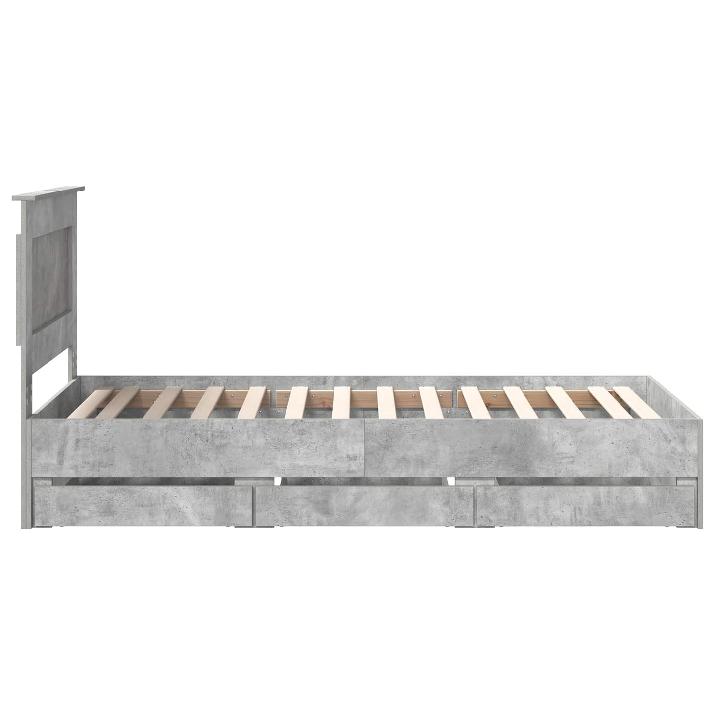 vidaXL Bettrahmen mit Kopfteil Beton Grau 75 x 190 cm Ingenieurs Holz