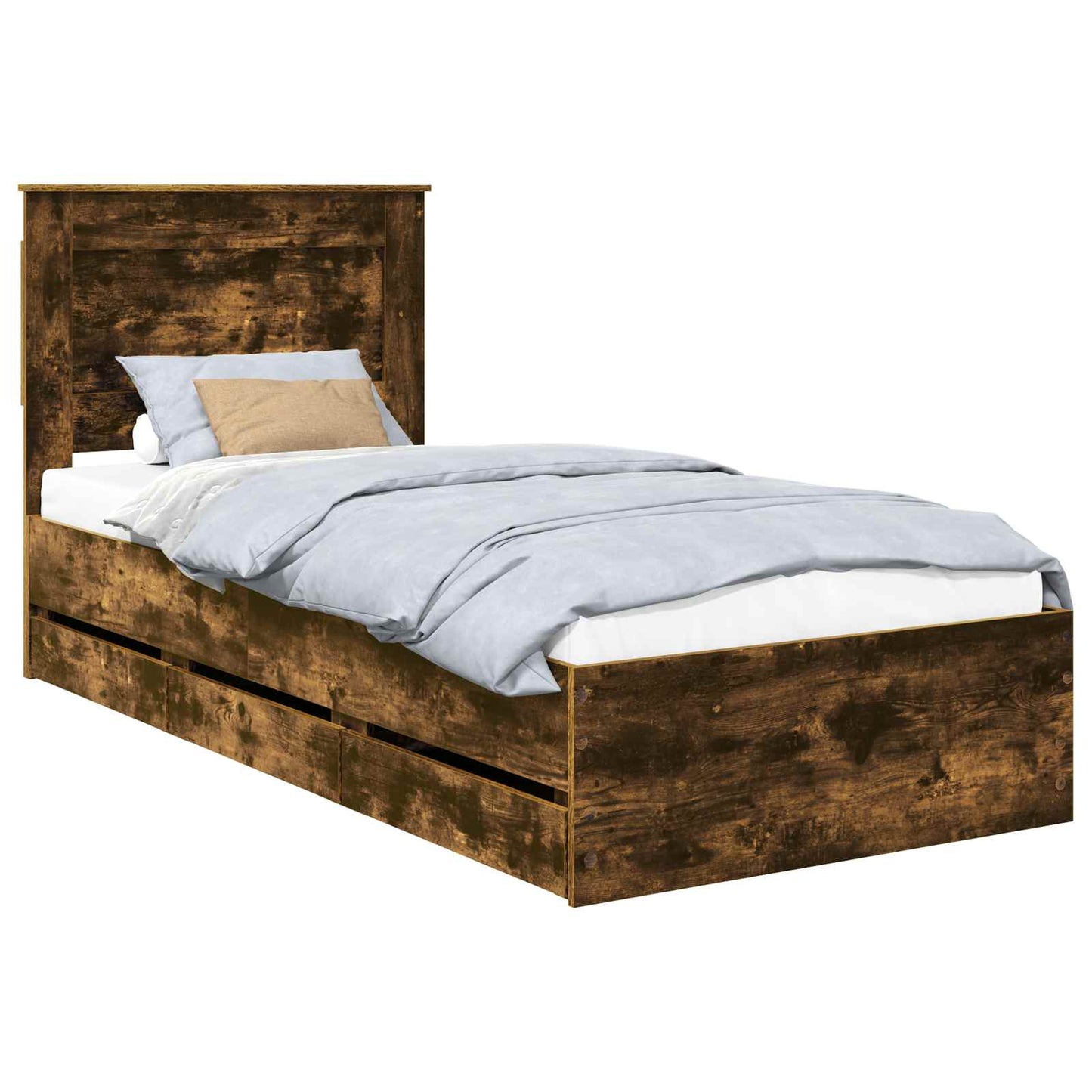 vidaXL Bettrahmen Geräucherte Eiche 75 x 190 cm Ingenieurs Holz
