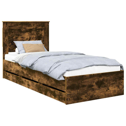 vidaXL Bettrahmen Geräucherte Eiche 75 x 190 cm Ingenieurs Holz