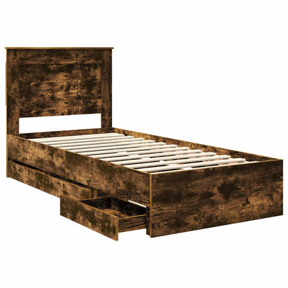 vidaXL Bettrahmen Geräucherte Eiche 75 x 190 cm Ingenieurs Holz