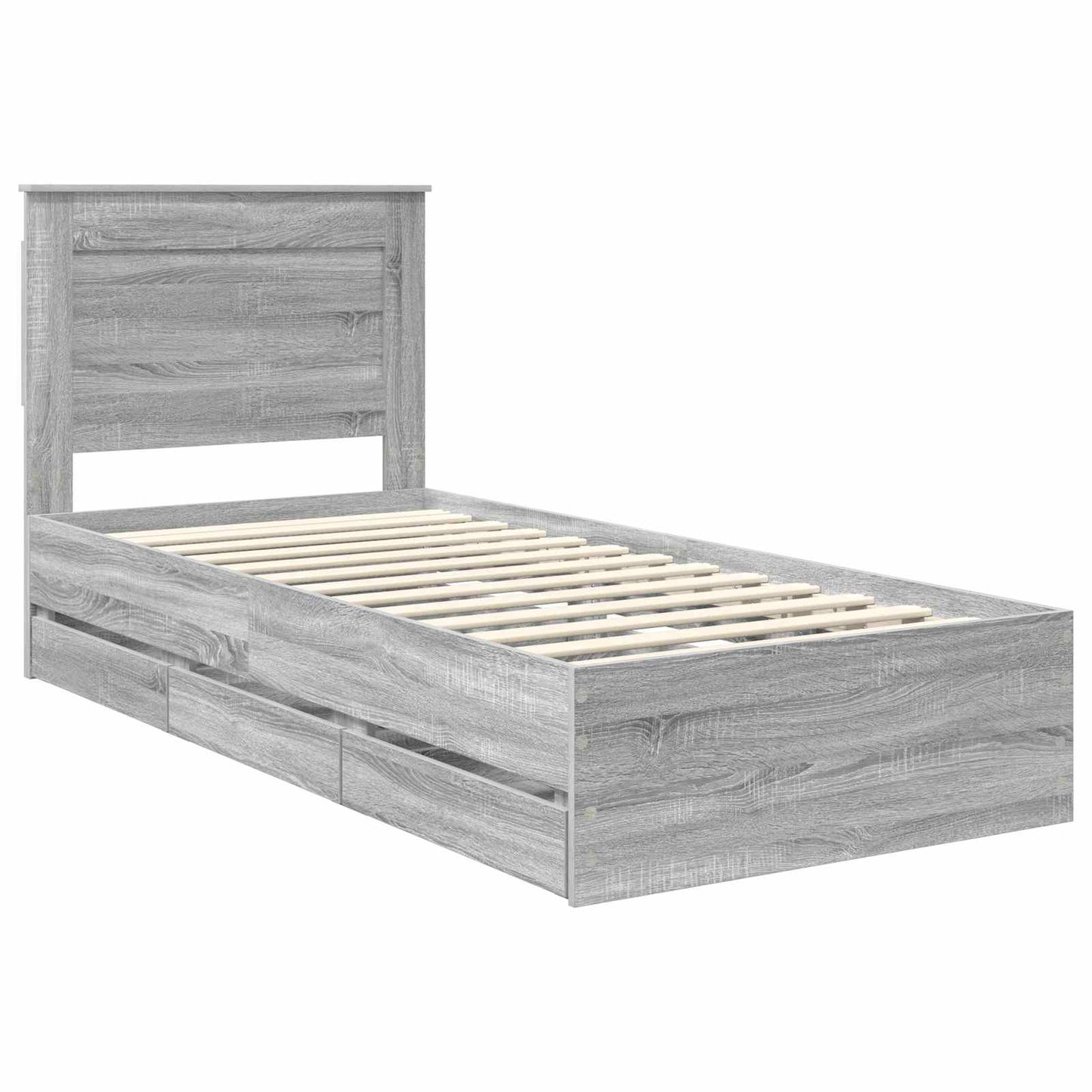 vidaXL Bettrahmen Graues Sonoma 75 x 190 cm Ingenieurs Holz