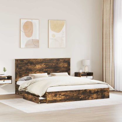 vidaXL Aufbewahrungsbett Geräucherte Eiche 200 x 200 cm Holzwerkstoff